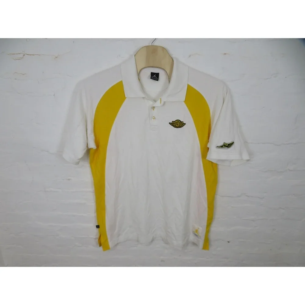 Vtg Air Jordan 1 Retro Polo Shirt Mens 3XL Wings White Yellow Flight Basketball